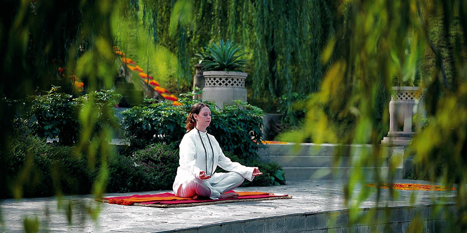 Meditation in Ananda Spa luxury Hotel in The Himalayas, India