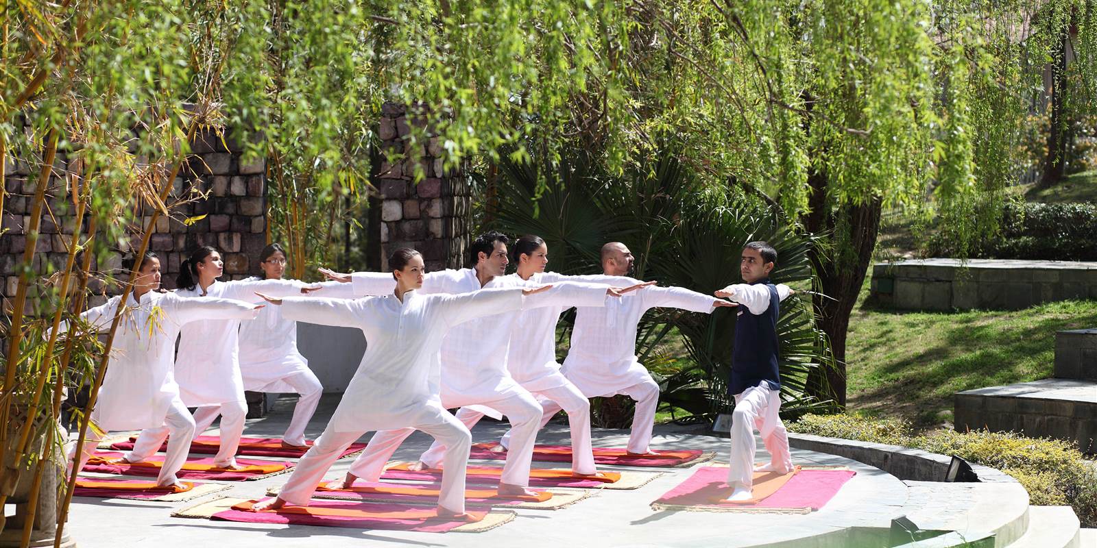Yoga in Ananda Spa, luxury Hotel in The Himalayas