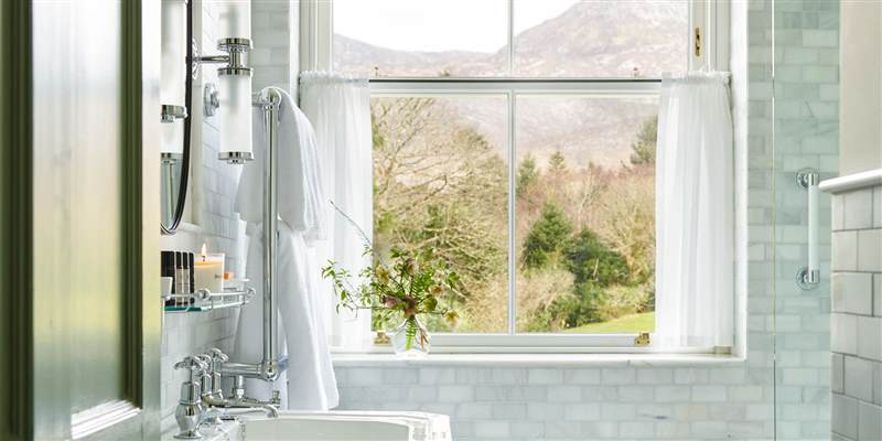 Bathroom with a Mountain view