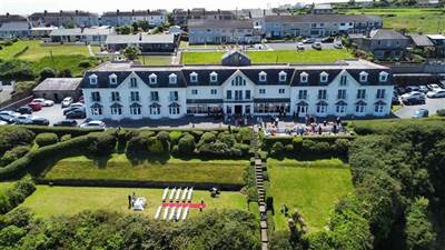 Aerial view of wedding at Bayview Hotel