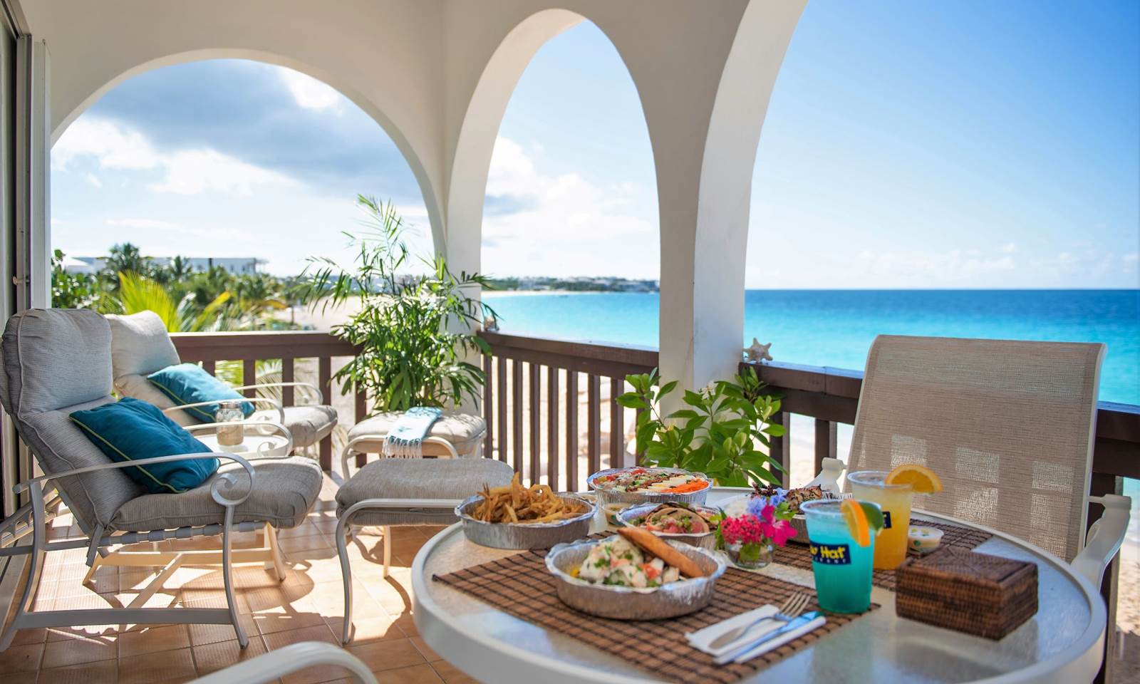 Anguilla Best Resorts, Lunch on your beach front balcony overlooking Meads Bay