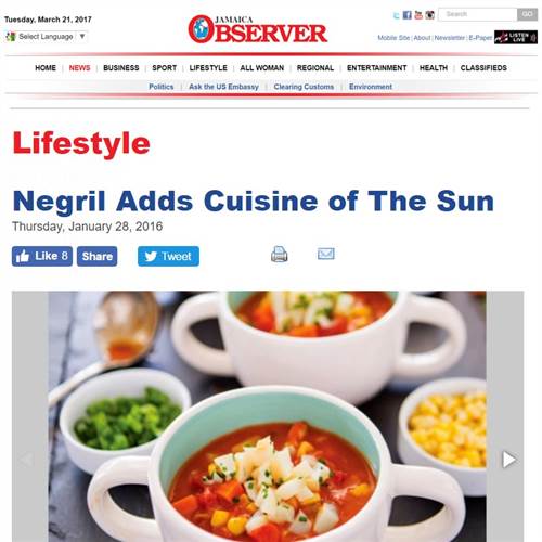 Negril Adds Cuisine of The Sun Lifestyle