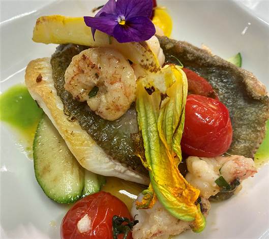 John-Dory, Yellow Courgette and Prawns