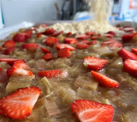 Rhubarb and Strawberry Crumble From Scratch
