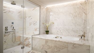 Presidential Suite Bathroom at Grantley Hall luxury hotel in Ripon