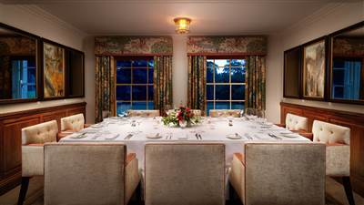 The Brook Room at Grantley Hall in Ripon is perfect for intimate private dining space for up to 10 people