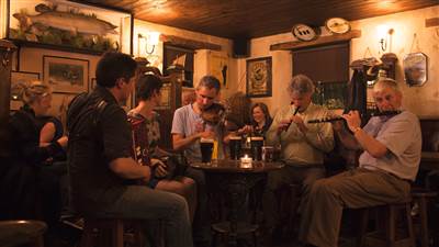 Traditional Irish Music Session in Pub