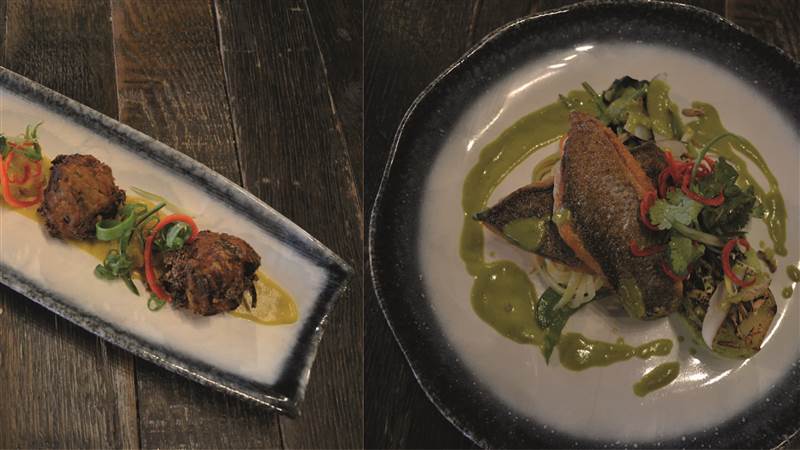 Food image   Bhajis and Seabass Web 01